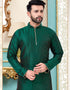 Rama Green Kurta Dhupion Silk Dhoti Closure View