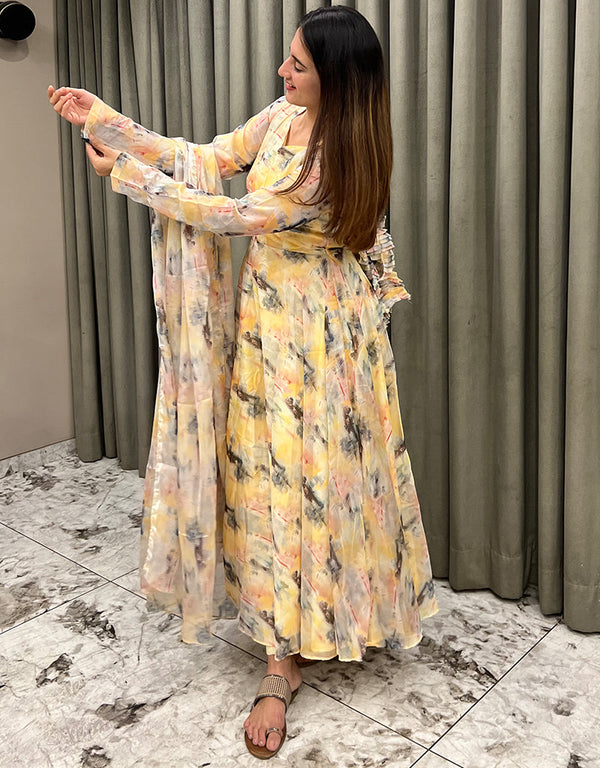 chic multi tabhi organza designer wear elementary readymade suit collection with multi cotton rt9012-185242 Front View