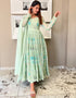modern sea green heavy faux georgette designer wear elementary readymade suit collection with sea green cotton rt9012-185247 Front View