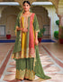 sleek green chinon embroidered chinon heavy sharara suit with green chinon rt9014-185254 Front View