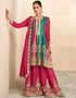 sophisticated rani pink chinon embroidered chinon heavy sharara suit with rani pink chinon rt9015-185256 Front View