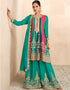 glamorous firozi chinon embroidered chinon heavy sharara suit with firozi chinon rt9015-185257 Front View
