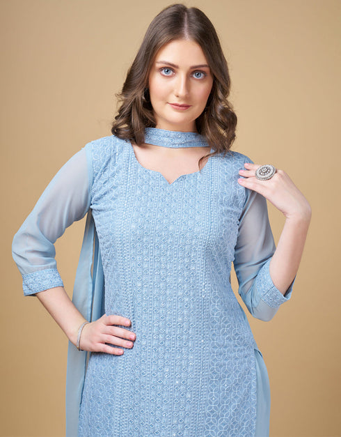 classy sky georgette traditional function wear readymade suit collection with sky georgette rt9016-185258 Side View