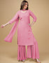 stylish pink georgette traditional function wear readymade suit collection with pink georgette rt9016-185259 Front View