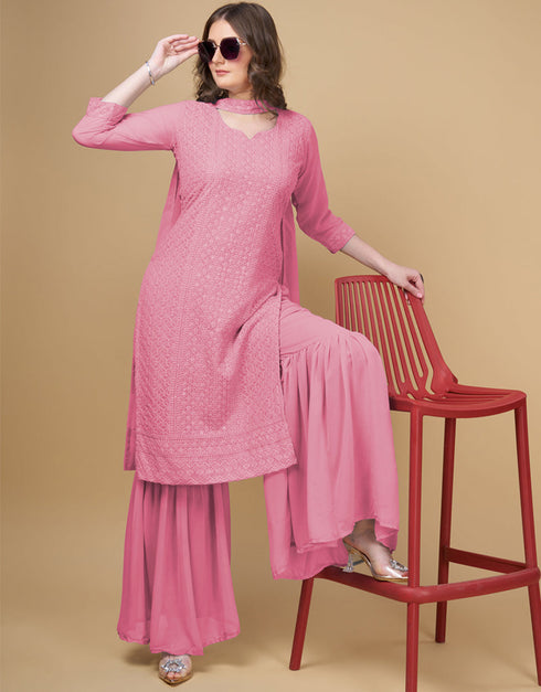 stylish pink georgette traditional function wear readymade suit collection with pink georgette rt9016-185259 Close-up View