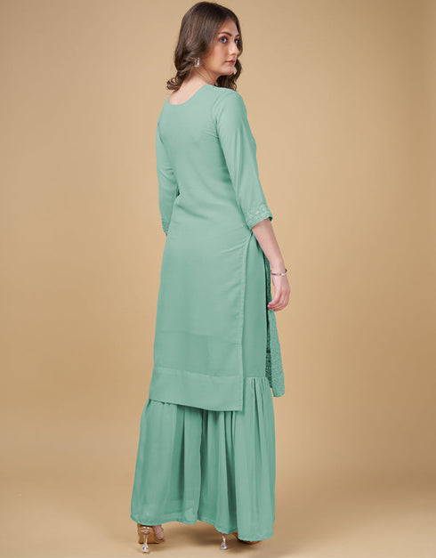 chic green georgette traditional function wear readymade suit collection with green georgette rt9016-185260 Back View