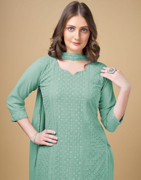 chic green georgette traditional function wear readymade suit collection with green georgette rt9016-185260 Side View