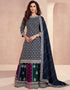 contemporary blue chinon embroidered chinon heavy gharara suit with multi colour chinon rt9017-185262 Front View