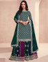classy green chinon embroidered chinon heavy gharara suit with multi colour chinon rt9017-185263 Front View