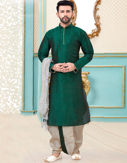Rama Green Kurta Dhupion Silk Dhoti