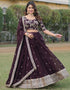 stylish coffee faux blooming georgette traditional wear women's heavy lehenga choli collection with coffee faux blooming georgette rt9028-185350 Front View