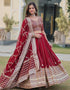 chic maroon faux blooming traditional wear women's heavy lehenga choli collection with maroon faux blooming rt9028-185351 Close-up View