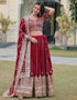 chic maroon faux blooming traditional wear women's heavy lehenga choli collection with maroon faux blooming rt9028-185351 Back View