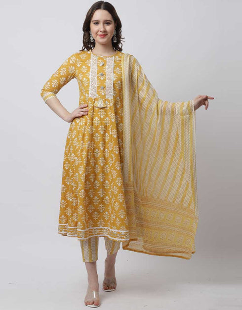 trendy mustard pure cambric cotton trendy fashioner readymade suit collection with mustard pure cambric cotton rt9030-185354 Close-up View