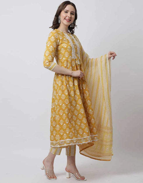 trendy mustard pure cambric cotton trendy fashioner readymade suit collection with mustard pure cambric cotton rt9030-185354 Back View