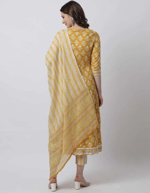 trendy mustard pure cambric cotton trendy fashioner readymade suit collection with mustard pure cambric cotton rt9030-185354 Side View