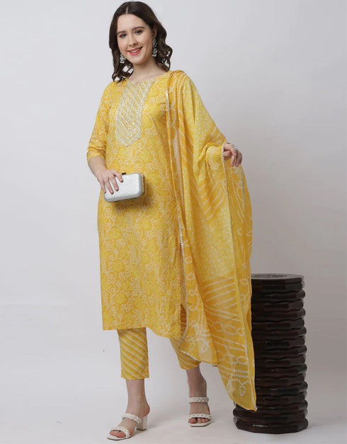elegant mustard pure cambric cotton trendy fashioner readymade suit collection with mustard pure cambric cotton rt9030-185355 Front View