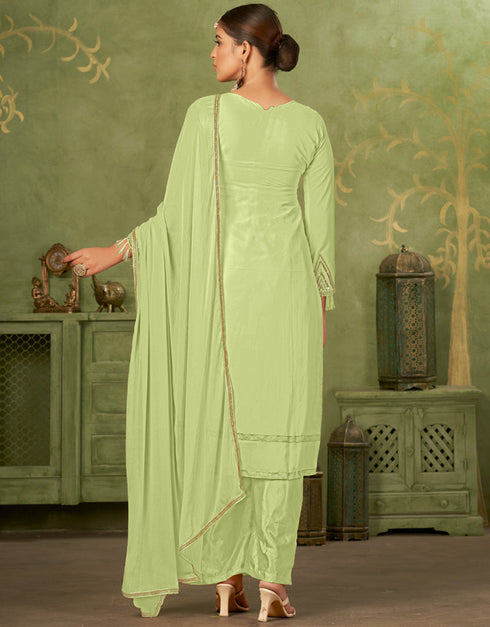trendy green georgette trendy fashioner pakistani trouser salwar suit collection with green santoon rt9034-185375 Front View