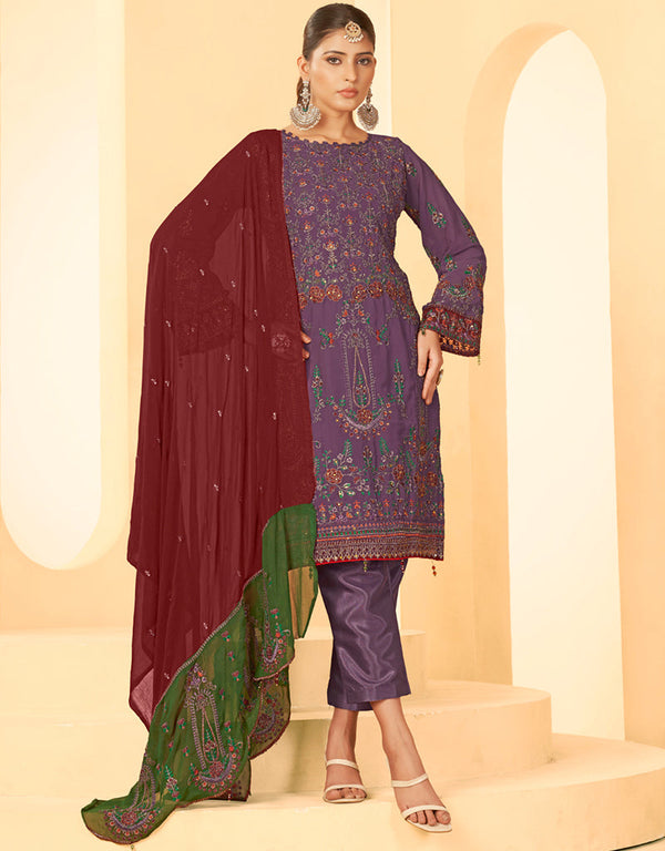 modern purple georgette trendy fashioner pakistani salwar suit collection with purple santoon rt9035-185379 Front View