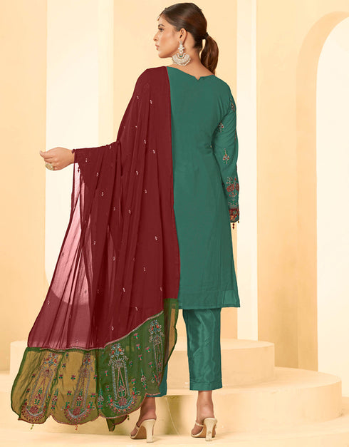 contemporary morepeach georgette trendy fashioner pakistani salwar suit collection with morepeach santoon rt9035-185382 Front View