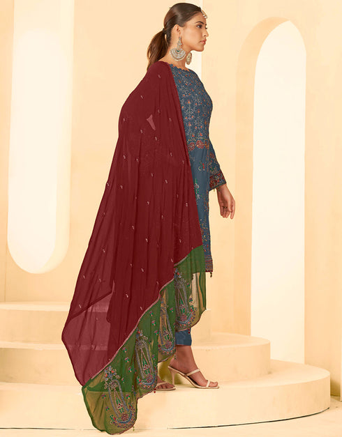 classy grey georgette trendy fashioner pakistani salwar suit collection with grey santoon rt9035-185383 Close-up View