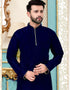 Navy Blue Kurta Dhupion Silk Dhoti Closure View
