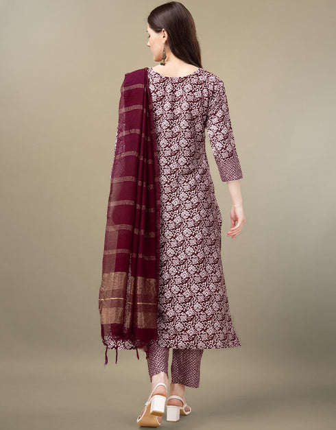 contemporary maroon rayon trendy fashioner readymade suit collection with maroon rayon rt9041-185406 Back View