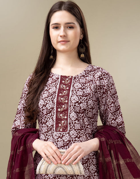 contemporary maroon rayon trendy fashioner readymade suit collection with maroon rayon rt9041-185406 Side View