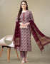 contemporary maroon rayon trendy fashioner readymade suit collection with maroon rayon rt9041-185406 Front View
