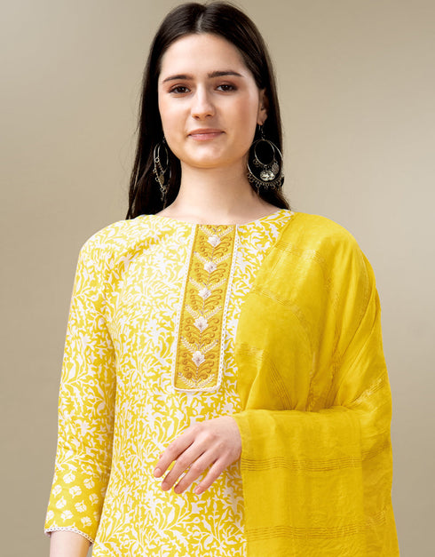 trendy yellow rayon trendy fashioner readymade suit collection with yellow rayon rt9042-185409 Side View