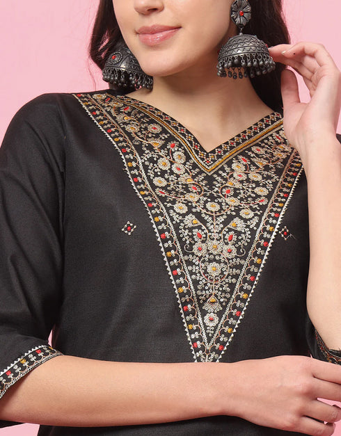 fashionable black cotton blend trendy fashioner readymade suit collection with black cotton blend rt9054-185472 Side View