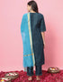 modern teal cotton blend trendy fashioner readymade suit collection with teal silk blend rt9054-185474 Back View