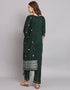 sophisticated green cotton silk trendy fashioner readymade suit collection with green cotton silk rt9055-185475 Back View
