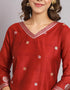 glamorous maroon cotton silk trendy fashioner readymade suit collection with maroon cotton silk rt9055-185476 Side View