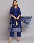chic royal blue cotton silk trendy fashioner readymade suit collection with royal blue cotton silk rt9055-185480 Front View