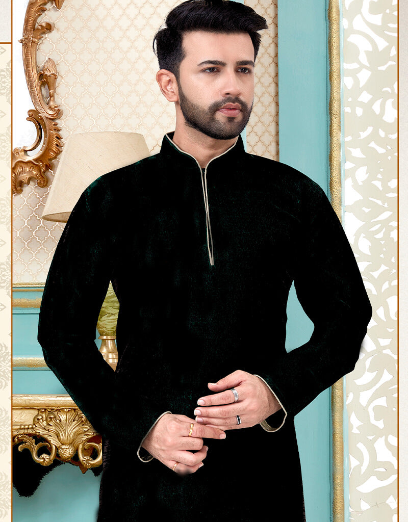 Black Kurta Banarasi Dhupion Silk Chudidaar main image 1