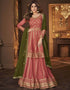 Baby Pink Blooming Georgette Suit Lehenga Closure View