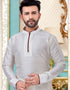 White Kurta Dhupion Silk Dhoti Closure View