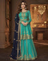 Sky Green Blooming Georgette Suit Lehenga
