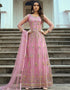 Heavy Butterfly Net Pink Salwar Kameez Suit Anarkali Bottom