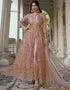 Heavy Butterfly Net Dusty Pink Salwar Kameez Suit Anarkali Bottom