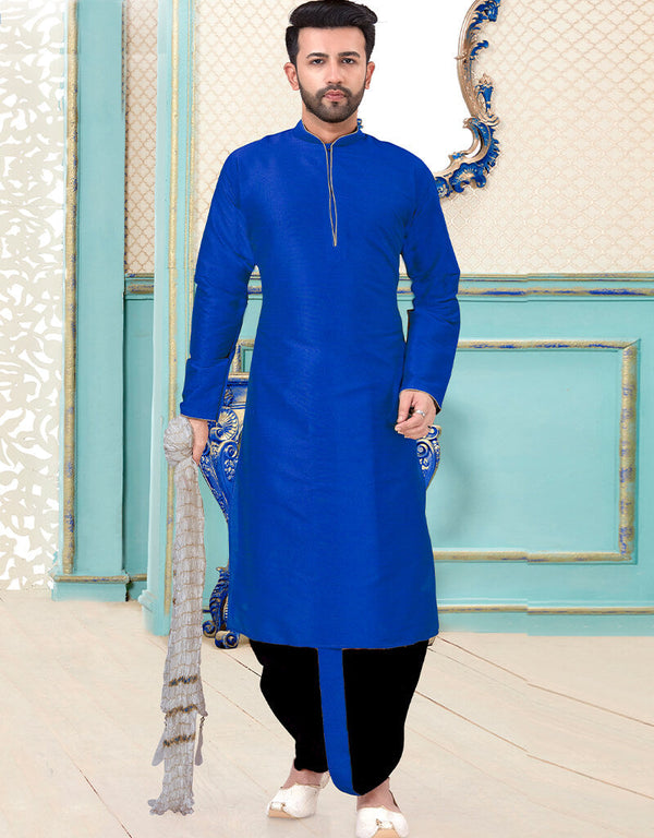 Royal Blue Kurta Dhupion Silk Dhoti