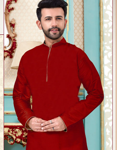 Maroon Kurta Dhupion Silk Dhoti Closure View