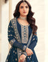 Ocean Blue Georgette Anarkali Salwar Suit Closure View