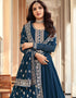 Ocean Blue Georgette Anarkali Salwar Suit Salwar Kameez