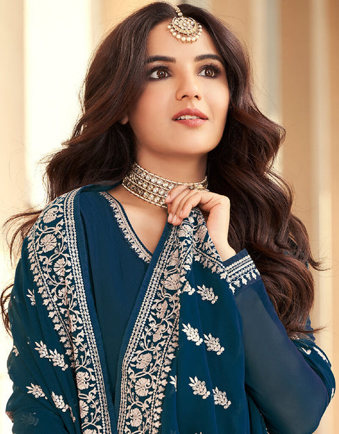 Ranipink Georgette Anarkali Salwar Suit Back View