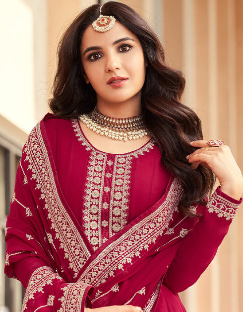 Ranipink Georgette Anarkali Salwar Suit Closure View