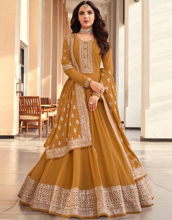 Mustard Georgette Anarkali Salwar Suit