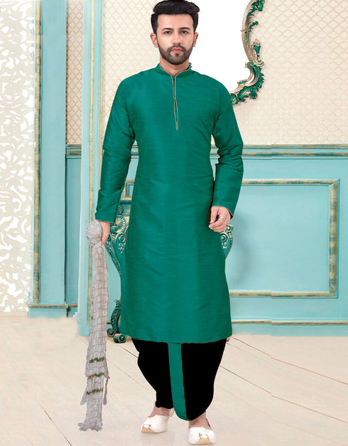 Rama Green Kurta Dhupion Silk Dhoti