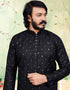 Black Kurta Cotton Payjama Closure View